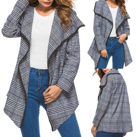 Womens Ladies Winter Lattice Ruffle Lapel Long Sleeve Warm Coat