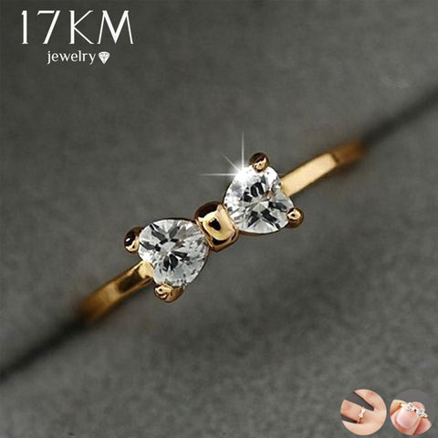Gold Color Finger Bow Ring Wedding Engagement