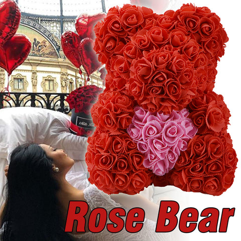 2019 Cheap Creative Big Rose Bear Rose Artificial Flowers Gift for Girlfriend