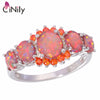 5 Colors Luxe Fire Opal Ring Silver Plated Oval Round Stone for women