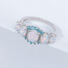 5 Colors Luxe Fire Opal Ring Silver Plated Oval Round Stone for women