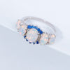 5 Colors Luxe Fire Opal Ring Silver Plated Oval Round Stone for women