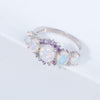 5 Colors Luxe Fire Opal Ring Silver Plated Oval Round Stone for women