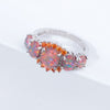 5 Colors Luxe Fire Opal Ring Silver Plated Oval Round Stone for women