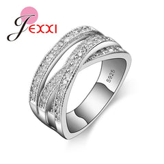 Cubic Zircon Crystal Engagement Wedding Rings For Women