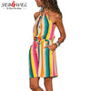 SEBOWEL Multicolor Striped Tank Tunic Dress 2019