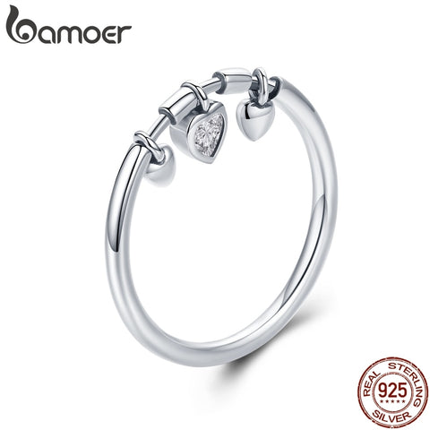 Glittering Heart Clear CZ Anel Female Ring