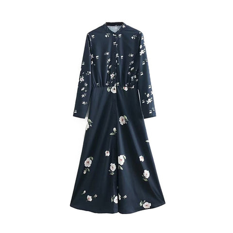 Vintage Elegant Floral Print Pleated Long Dress Women 2019 NafeesMart Vintage Elegant Floral Print Pleated Long Dress Women 2019 NafeesMart